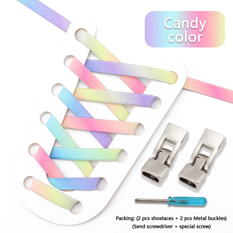 Красочные эластичные крестообразные шнурки без завязок кроссовки 8 мм шириной плоские без завязывания шнурки детские взрослые радужные резиновые шнурки