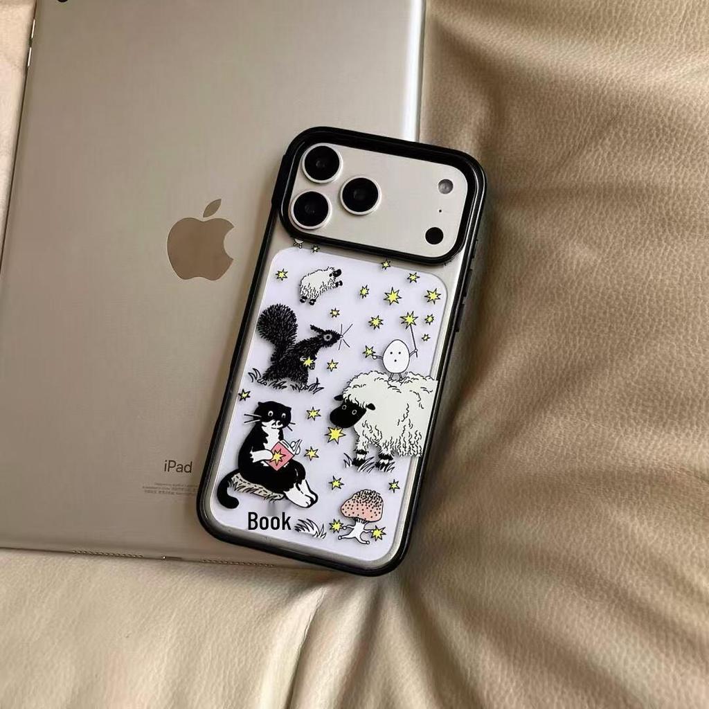 Чехол для телефона с иллюстрацией черной кошки для Apple 17Pro Max 15/14 Большое отверстие 16Pro 13 Черная рамка