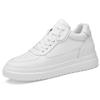 Men's Breathable Skate Sneakers - 10cm Invisible Lift, Thick Sole, White Casual Shoes