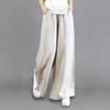 Women's Wide Leg Pants Made of Hemp Material Elastic Waisted Casual Pants Loose Oversized Women's Pants Thin Straight Leg Pants Children's Summer