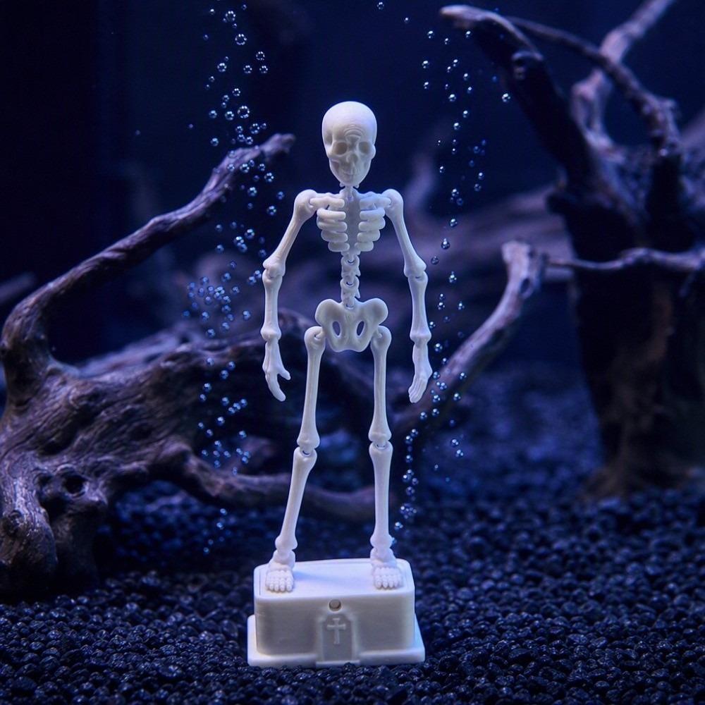 with Pipe Suction Cup Fish Tank Dance Skull Bubbler Wiggling Skeleton Statue Aquatic Landscaping