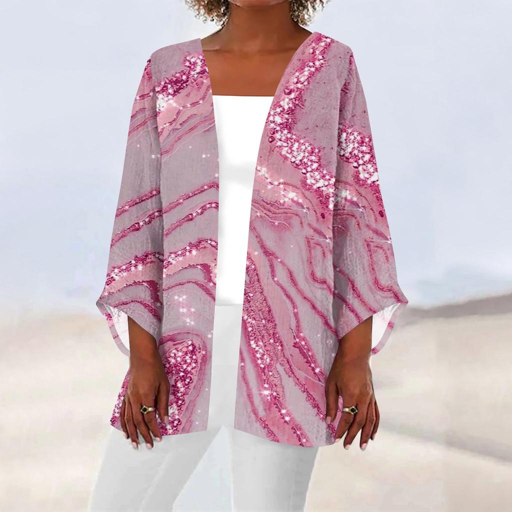 Женская повседневная модная легкая куртка средней длины с принтом в стиле ретро, ​​кардиган