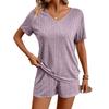 Летний комплект пижамы из футболки с V-образным вырезом и шорт в европейском и американском стиле для женщин