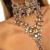 Full Rhinestone Water Drop Pendant Necklace, Exaggerated Collarbone Chain Clothing Accessory For Women