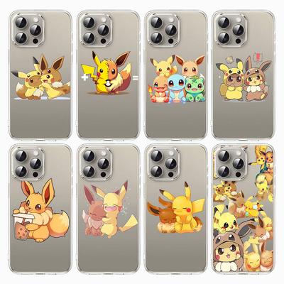 Чехол E-53 Pikachu и Eevee для Samsung A04S A05 A14 A06 A51 A15 A16 A12 S20 S21 S24 Ultra A55 A54 OPPO Reno 8 5 A22 A23 A25 A35 A34 A52 A11