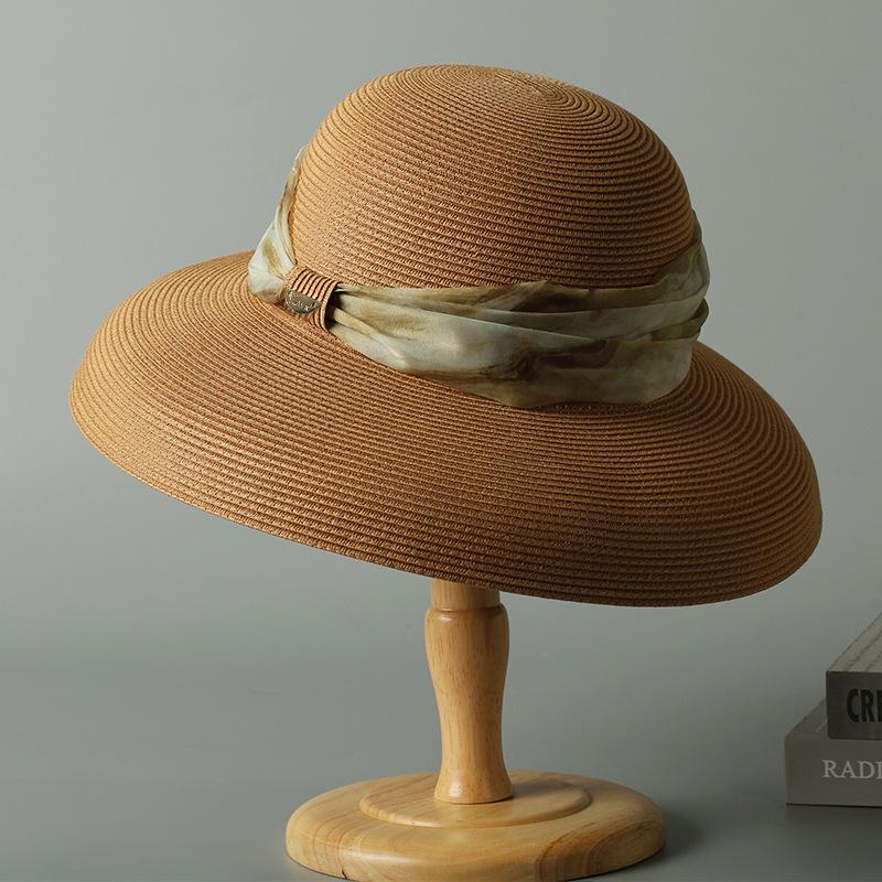 Летняя шляпа от солнца с широкими полями 2025: Дышащая соломенная шляпа-купол для путешествий, пляжа и защиты от солнца