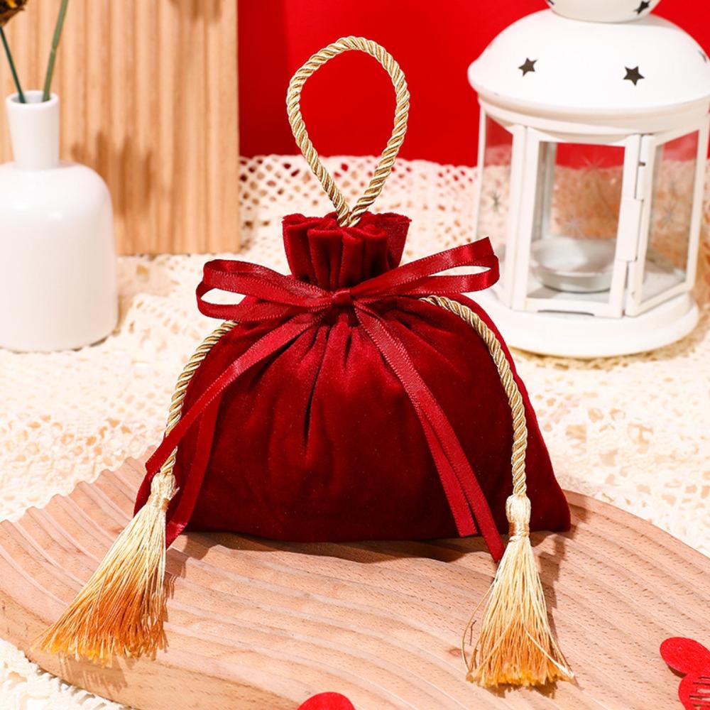 Chinese Drawstring Candy Bag Traditional Wedding Gift Bag Jewelry Organizer Flannel Gift Bag  Party
