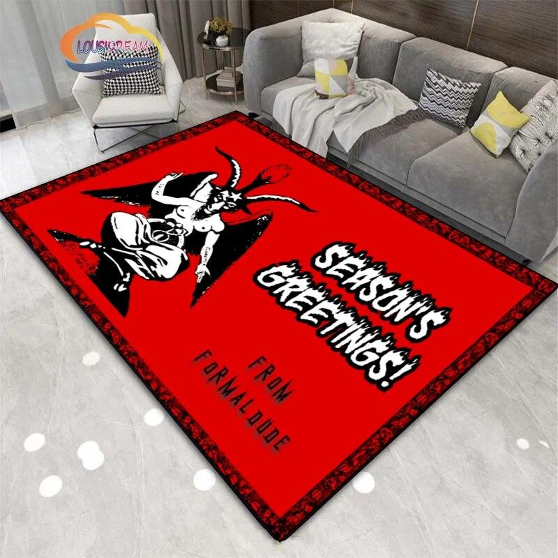 Satanic Skull Inverted Pentagram Area Rug Sheep Head Demon Baphomet Rug Gothic Series Hall Bedroom Fashionable Carpet