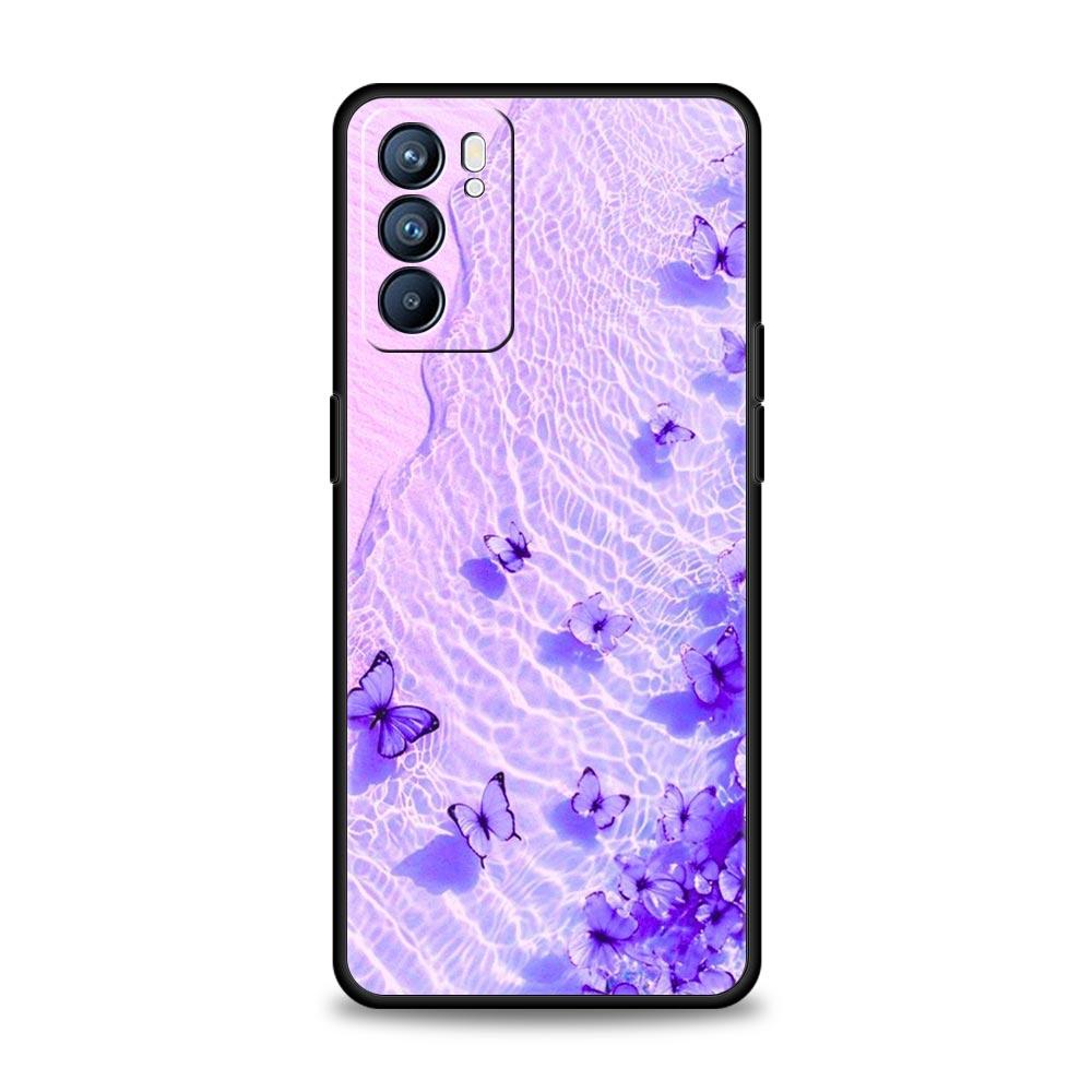 Чехол для телефона для Oppo Reno13 Reno12 Reno11 F Reno10 Pro A54 A53 A95 A76 A57 A98 A80 A79 5G A78 4G Крышка Синяя Бабочка Океанские Волны