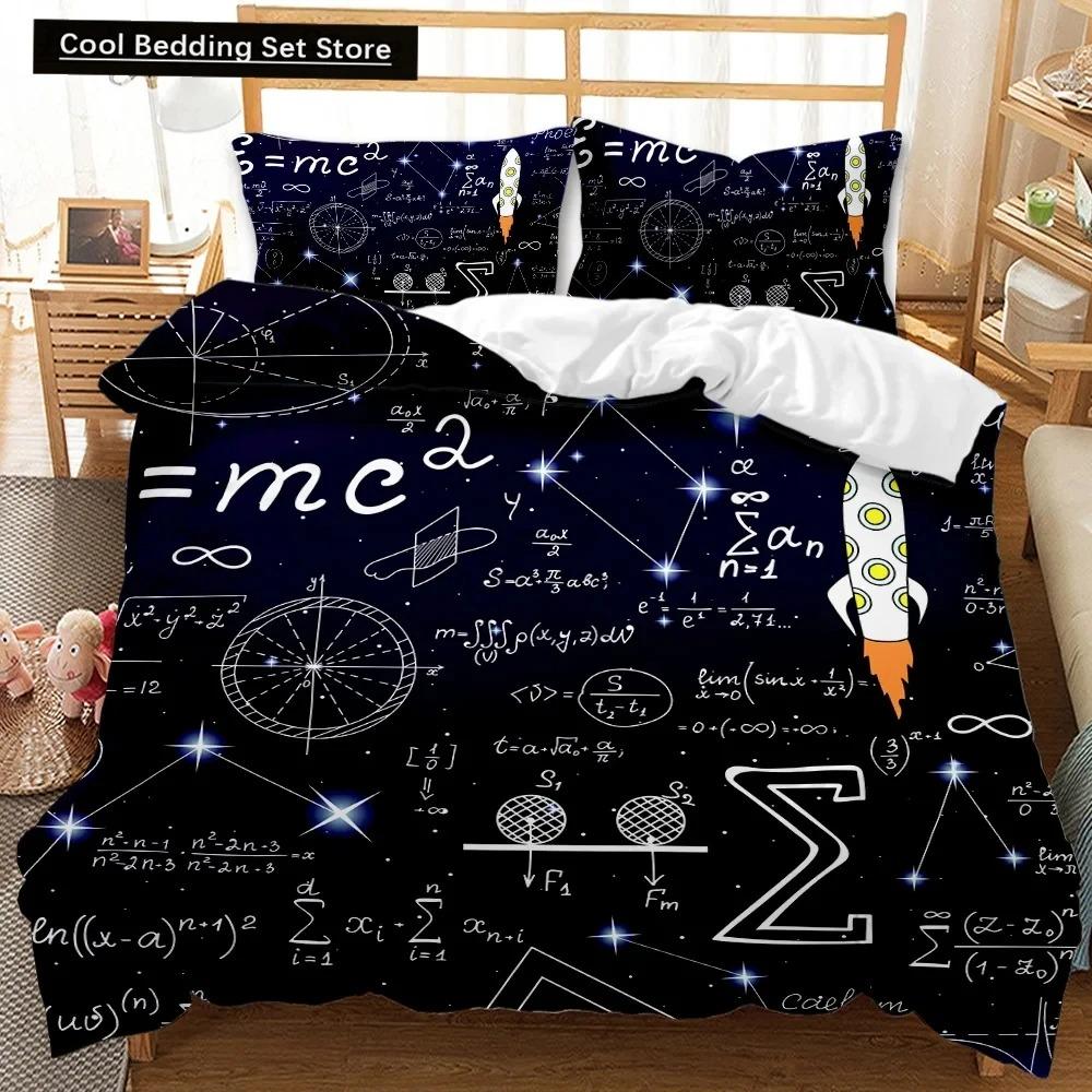 Новый комплект пододеяльников с математическими уравнениями, комплект постельного белья с математическими формулами, размер Queen, для мальчиков и девочек, мягкий полиэстеровый образовательный комплект постельного белья