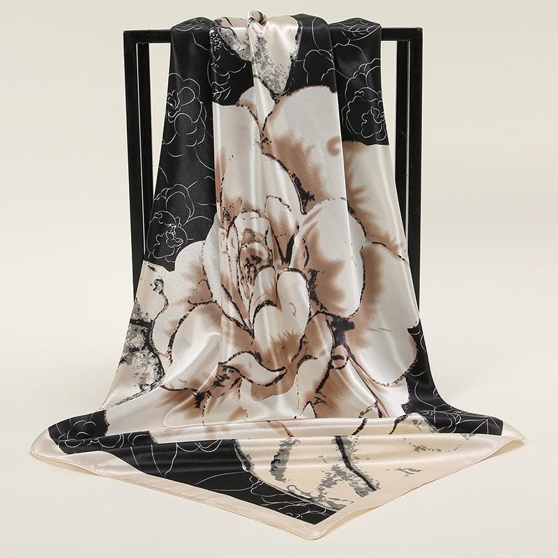 New European and American Printed Silk Square Scarf Fashion Women's Versatile Bag Headscarf Professional Scarf Silk Scarf