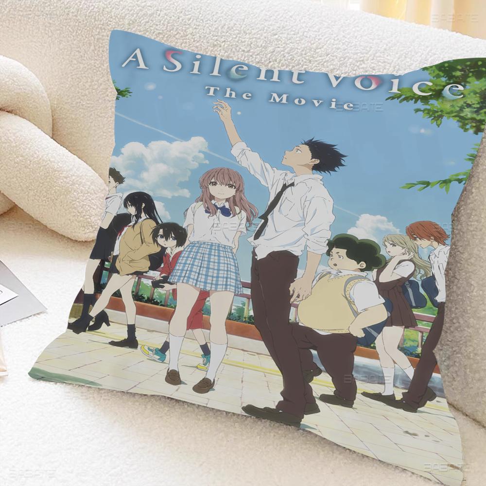 Подушка для сна A Silent Voice Подушка с аниме Подушка для дивана Подушка для изголовья кровати Чехол для подушки Чехол для подушки 45x45 см Модный