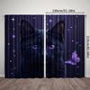 2pcs, spring summer Curtains Black Cat and Purple Butterfly Art Digital Print Drapes Versatile Fabric Room Decor for Bedroom,