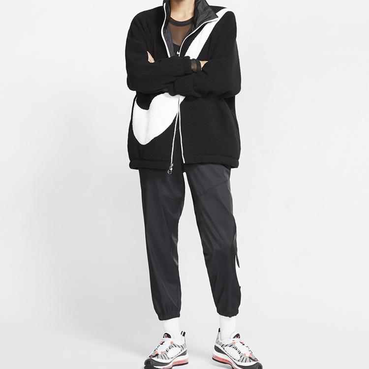Nike Флисовая двусторонняя куртка с логотипом Big Swoosh на дополнительной подкладке, США. Edition, Зимняя женская куртка, черная CI8937-010