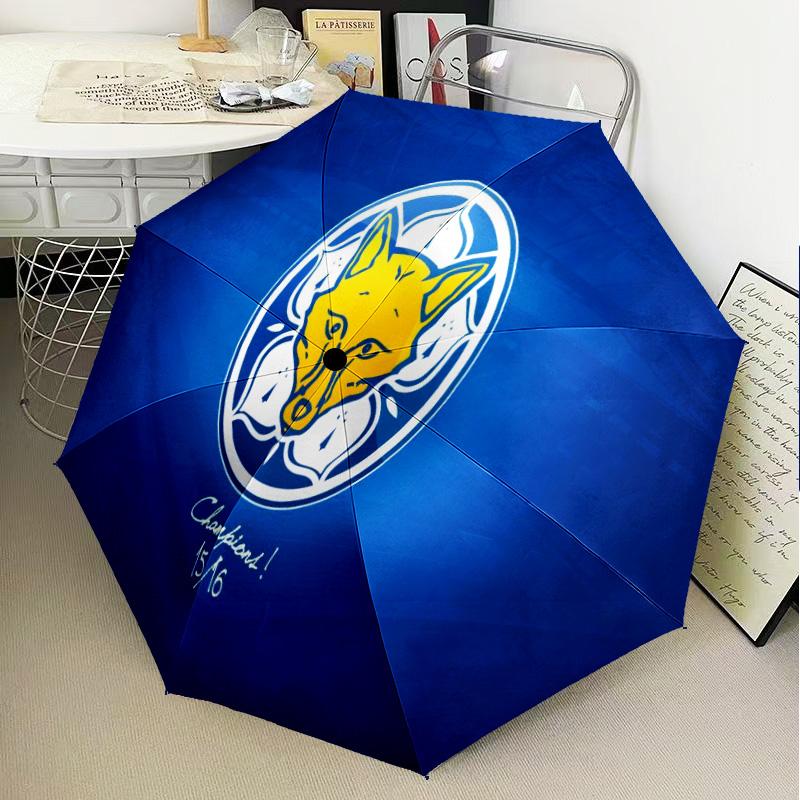 Leicester Football Club Crest Automatic Folding Umbrella - 8-Rib Travel Umbrella with Auto Open/Close & Portable Gifts for holidays or birthdays