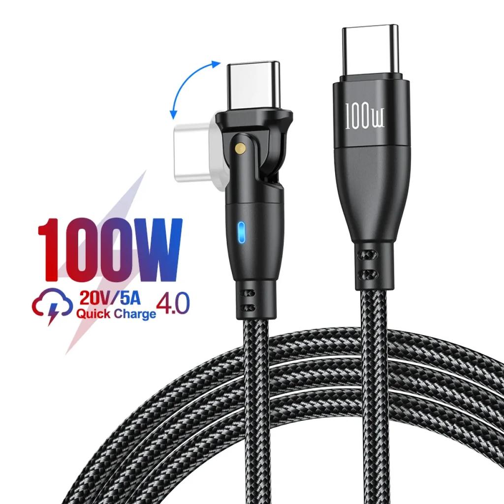 100 Вт USB C кабель 5A PD быстрая зарядка провод зарядное устройство шнур для Macbook iPad Samsung Xiaomi поворот на 180 USB к Type-C кабель 3M