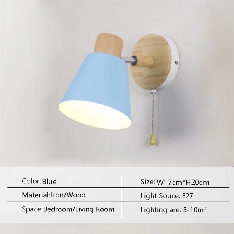 Скандинавский светодиодный настенный светильник Минималистичный железный с выключателем E27 Настенная лампа Для спальни Прикроватный кабинет Офис Внутреннее освещение Светильники