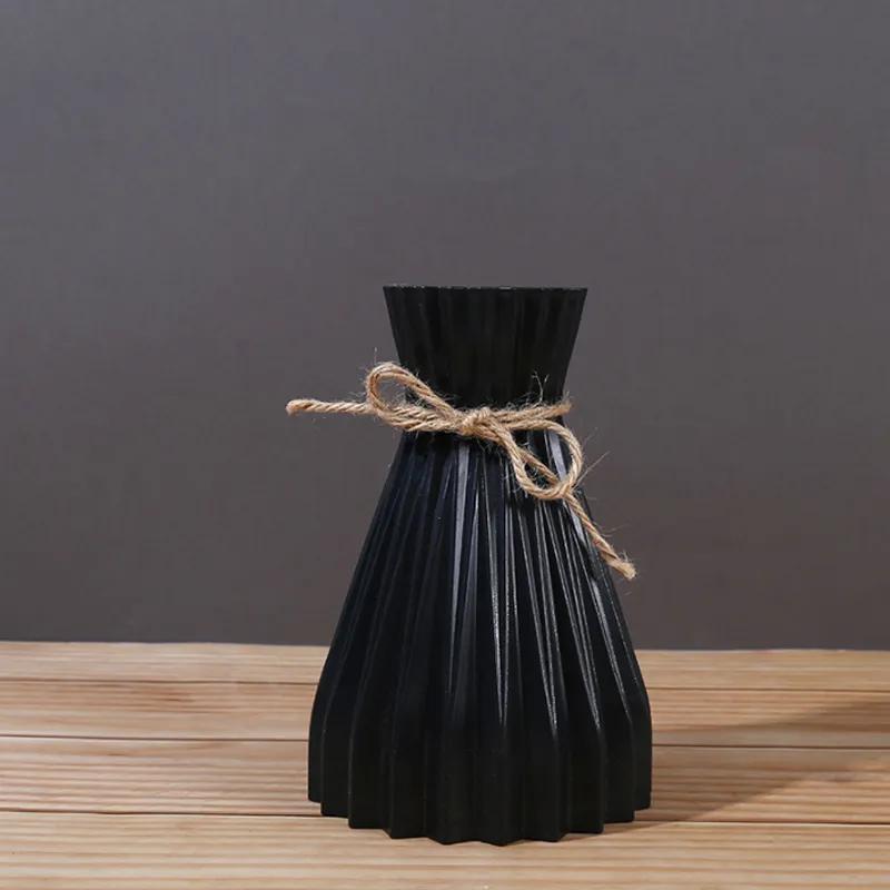 Folding Flower Vase Waist Cinching Simple Modern Vase Creative Hemp Rope Closure Real Flower Arrangement Plastic Flower Pot YLE551