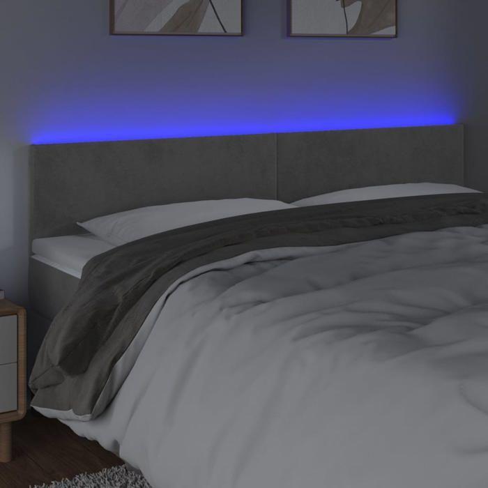 VidaXL LED Headboard Bedroom Furniture Double Bed Accessory Head of Bed Frame Interior Light Grey 3121392