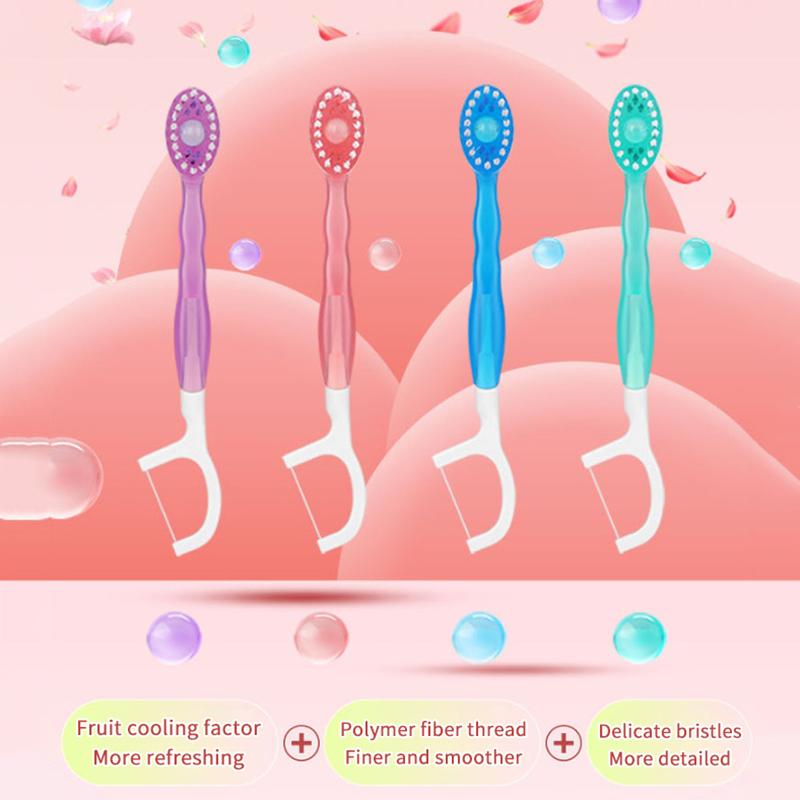 10 шт./коробка Портативная зубная щетка 5-в-1 Зубная нить Зубочистка Для чистки полости рта Одноразовая зубная щетка Для взрослых в деловых поездках