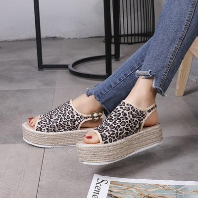 Летние женские сандалии из пеньки, модная женская пляжная обувь на танкетке, удобные туфли на платформе с ремешком на пятке, большие размеры fgh6