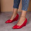 Fashion Trendy Slope Follow Up Shoes 2024 Autumn New Collection Solid Color Pointed Shallow Mouth Work Lacquer High Heels Women's Shoes