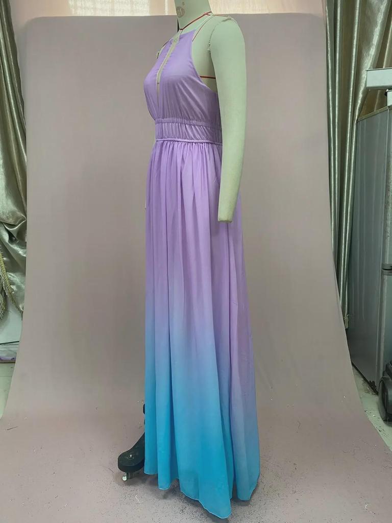 Вечернее платье Cross-Border для женщин с глубоким V-образным вырезом и длинной юбкой 2025 года