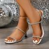 Women Modern Sandals Crystal Rhinestone Shoes for Women 2025 Summer New Heels Women Thin Heels Outwear Party Sandals