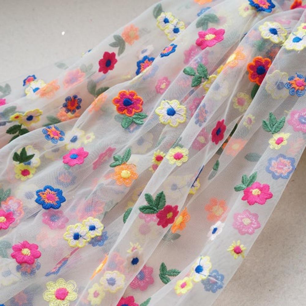 Тюль Цветочная Вышивка Кружево Ткань Разноцветная Сетка Сделай Сам Свадебная Легкая