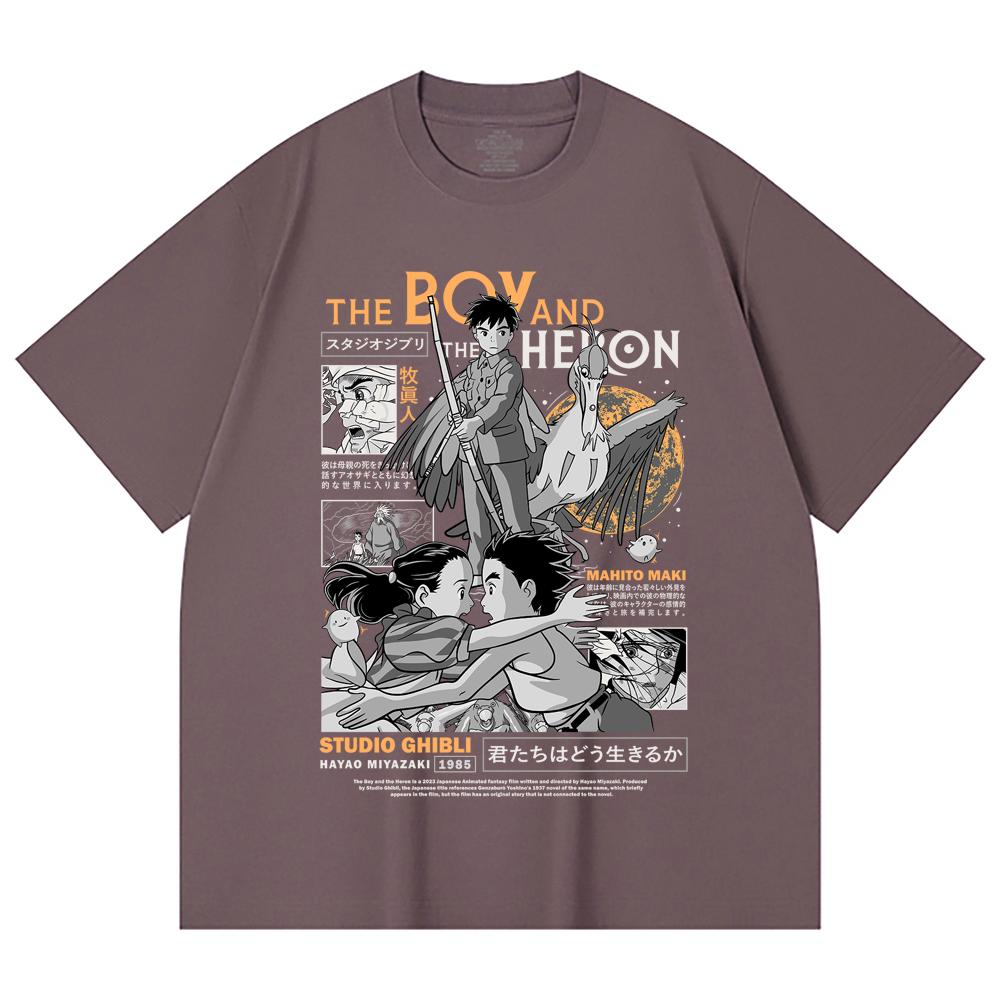 230 Gsm 100% Cotton Ghibli V3 The Boy The Heron Print Unisex Heavy Cotton T Shirt