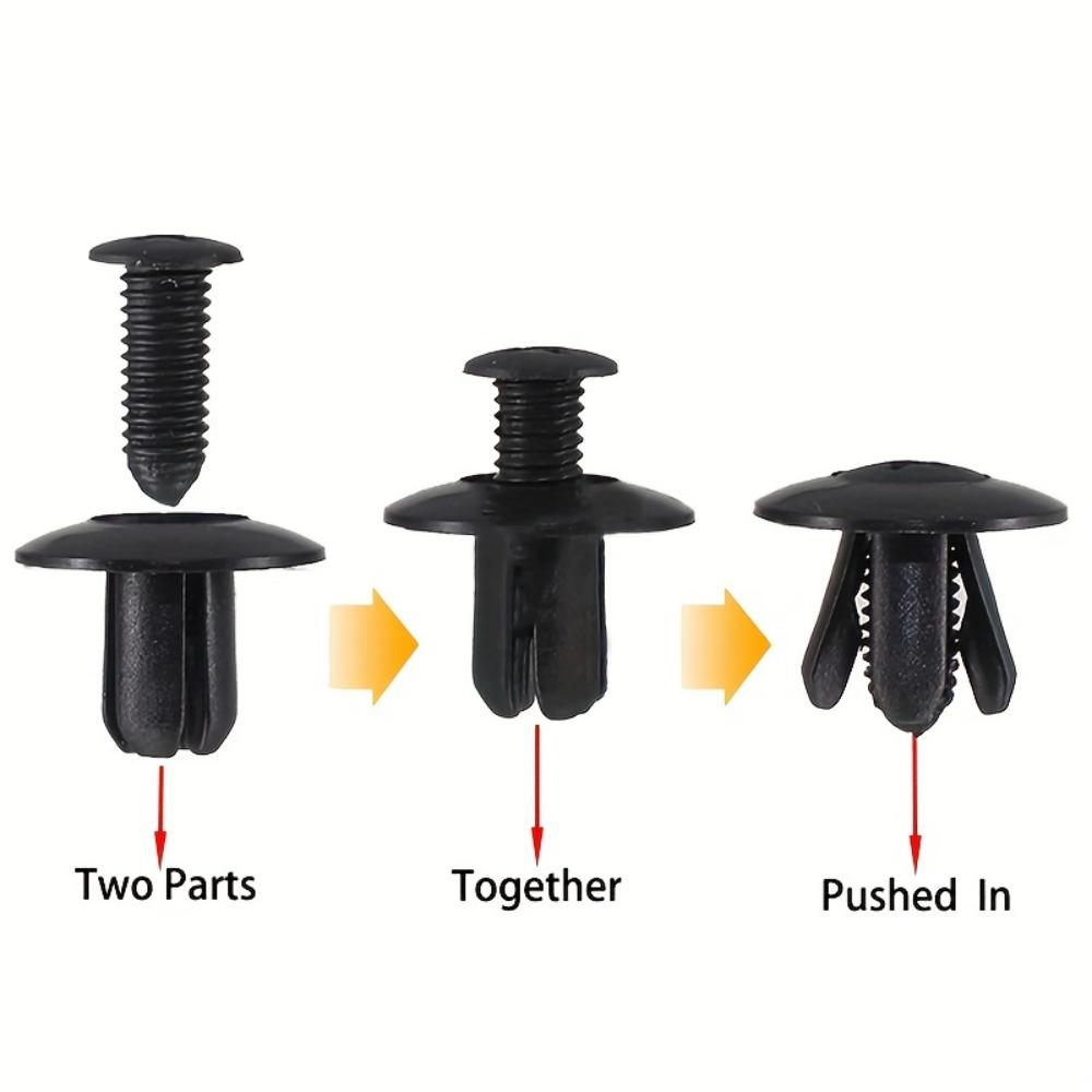 100pcs 8mm Black Plastic Rivet Car Fastener Clips Screw Bumper Fender for Toyota Focus Kia Nissan - Auto Body Repair Tools