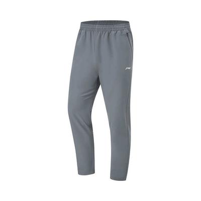 Li Ning Fitness Series однотонные, со средней талией, удобные, дышащие, универсальные, прямые, спортивные брюки, мужские брюки, темно-серые, AYKU169-3