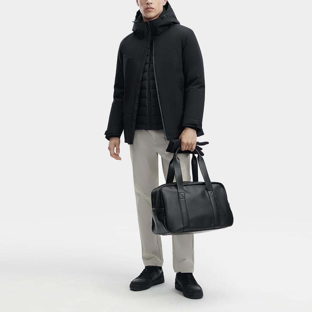 Fila Мужская повседневная куртка-пуховик средней длины с капюшоном однотонного цвета, верхняя одежда, черная F11M342903F-BK