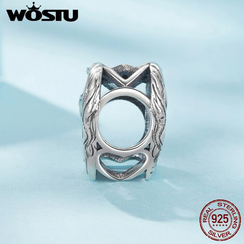 WOSTU Настоящее стерлинговое серебро 925 пробы Прекрасная Девочка Лошадь Шарм Сердце Хранитель Подвеска Подходит для DIY Браслета Ожерелья Серия украшений Сердце