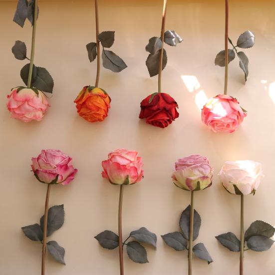 Искусственный цветок розы для цветочной композиции Реалистичный букет роз из искусственного шелка на длинной ножке для свадебного центрального украшения Домашней вечеринки