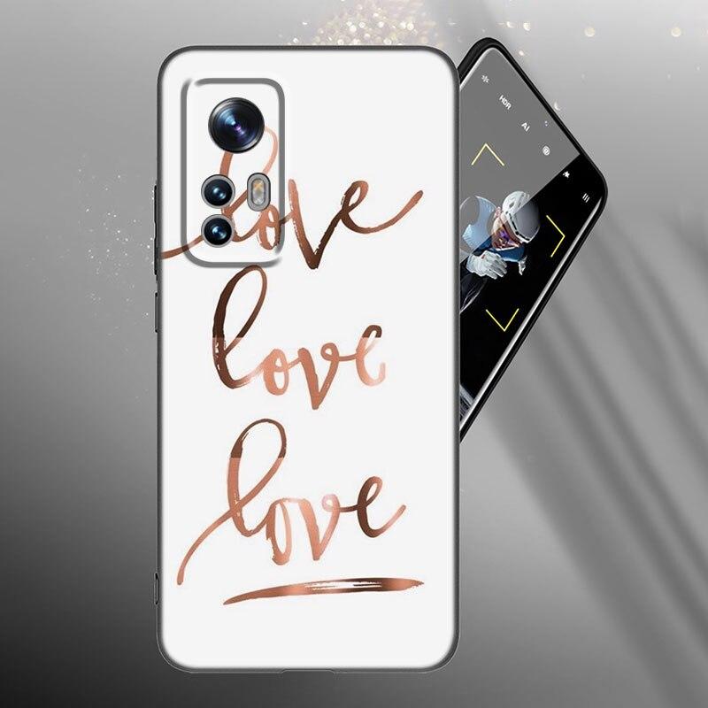 Love Rose Gold Style Phone Case For Xiaomi Mi 10T 11i 11T Note 10 11 Lite NE F1 POCO F3 M3 X3 GT NFC M4 X4 Pro 5G Black Cover
