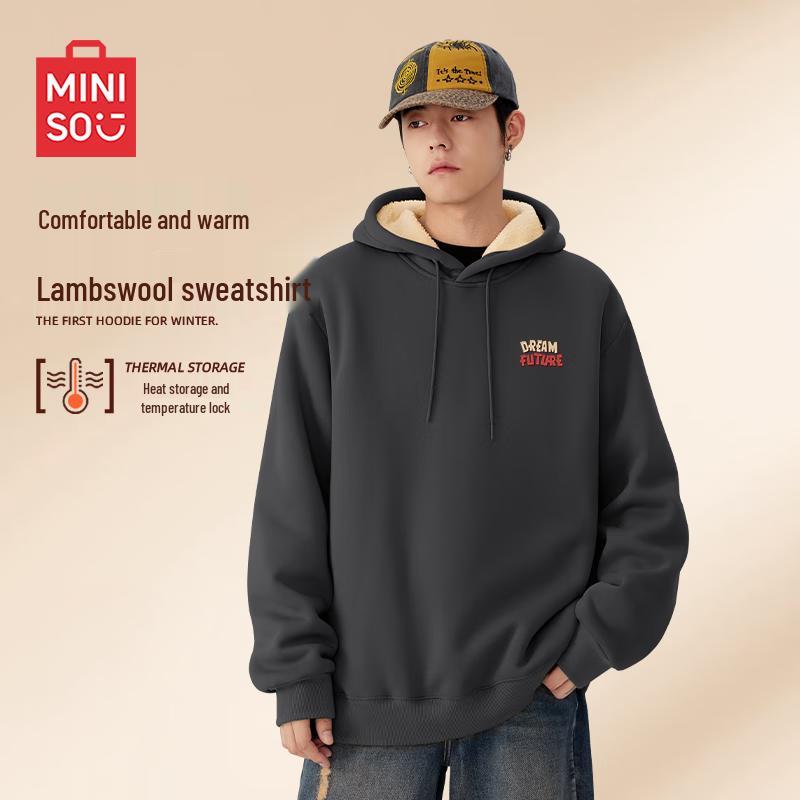 MINISO Men's Sherpa Lined Hooded Sweatshirt