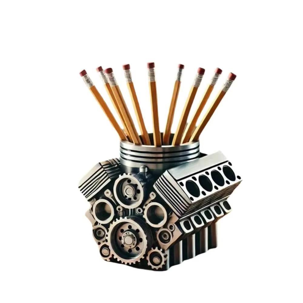 V6/V8 Engine Shaped Engine Block Pen Holder Ornaments Pencil Organizer Desk Organizer Gifts