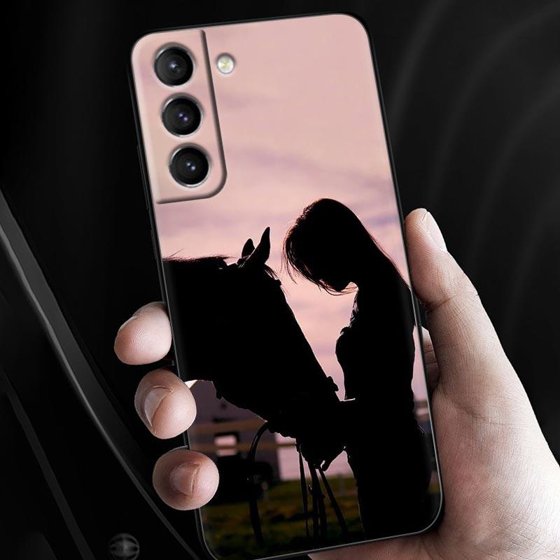 Чехол 'Скачущая Девушка на Лошади' Рисунок для Samsung Galaxy S24Ultra S21 FE S24 5G S20 S22 S23 Ultra S10 23 Plus Чехол Мягкий Funda Обложка