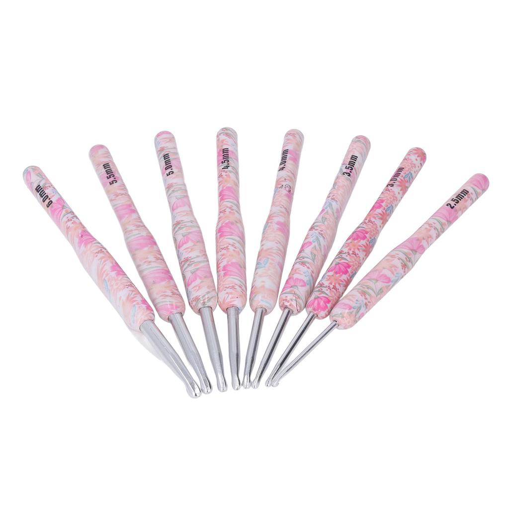8pcs Crochet Hook Set Printing Aluminum Handcraft Colorful Crochet Hook Ergonomic Knitting Hook for Knitters for Sewing