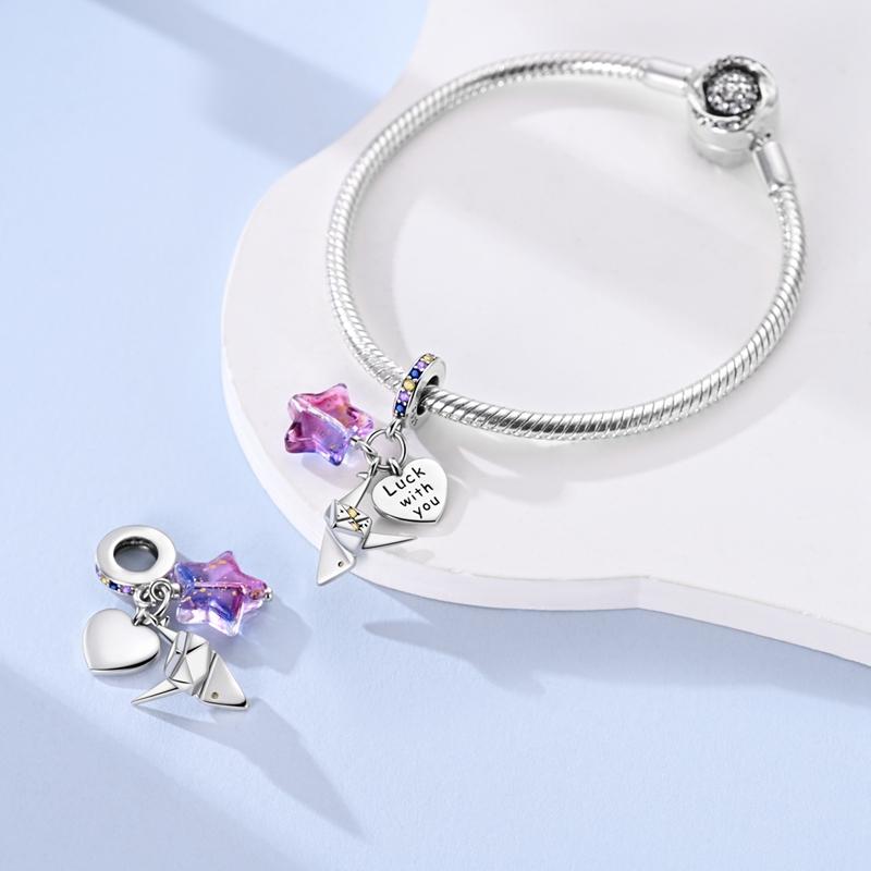 Plated 925 Silver pentagram Charms Fit 925 Charms Bracelet Beads Jewelry Gifts for W