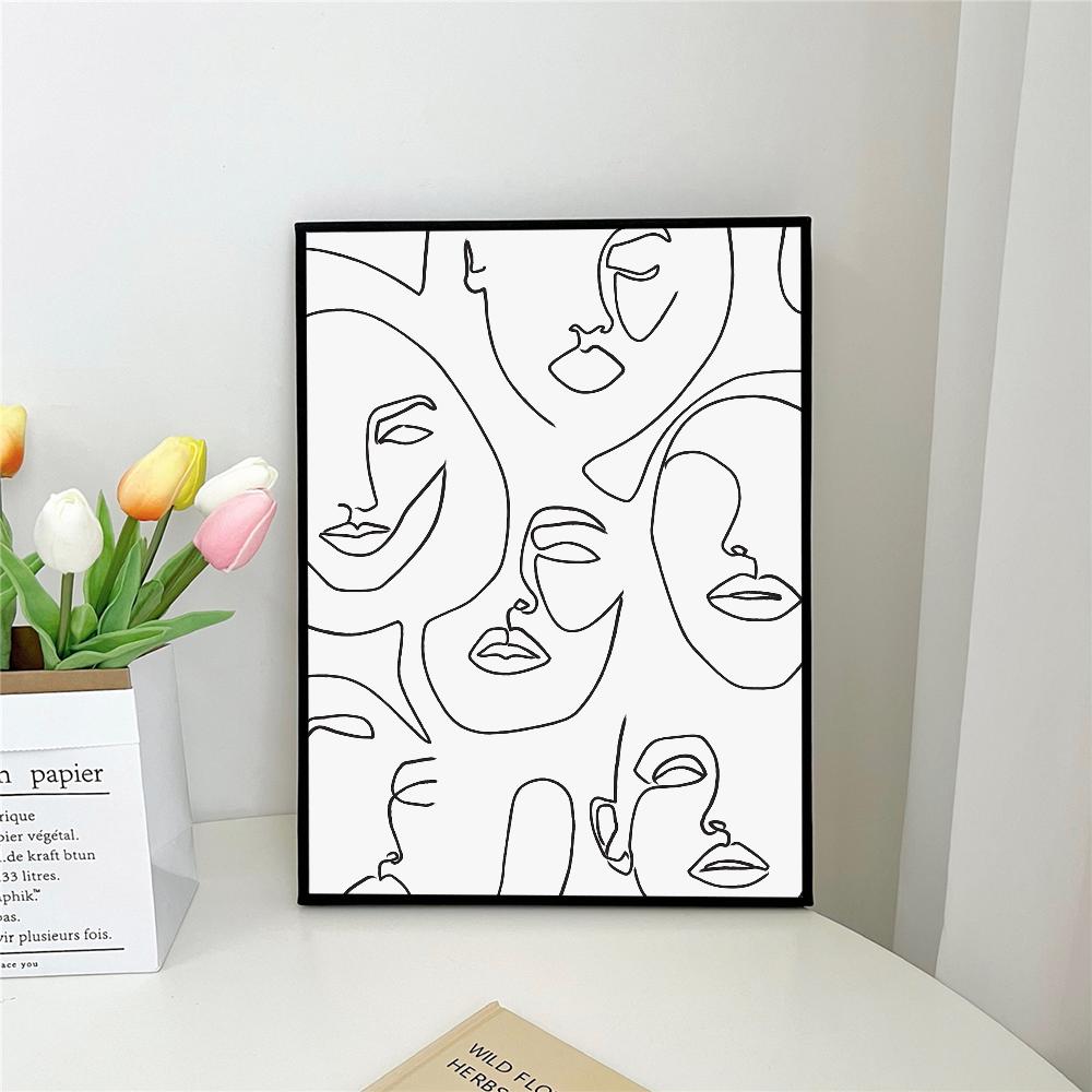 1 шт. Абстрактная линия Женское лицо самоклеящийся художественный постер водонепроницаемая бумажная наклейка для кофейни, бара, настенного декора