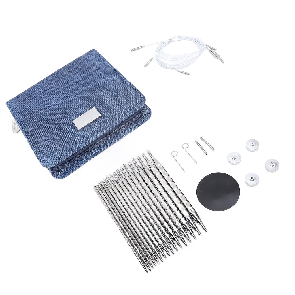 Набор из 8 пар круговых спиц, сменных для начинающих, с чехлом из нержавеющей стали для плетения