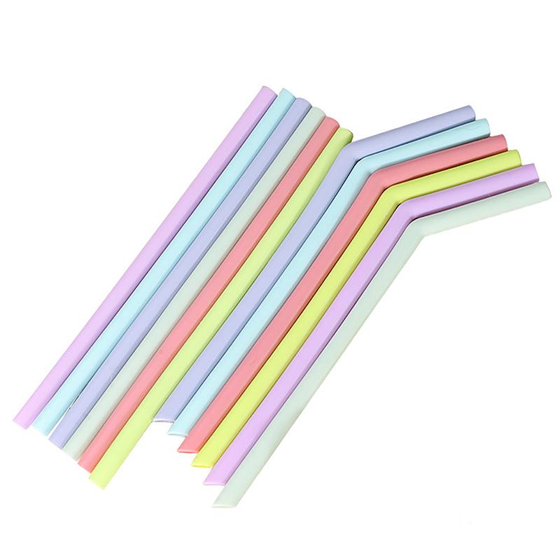6Pcs Reusable Food Grade Silicone Straws Straight Bent Multicolor Drinking Straw For Children'S Party Bar Accessories