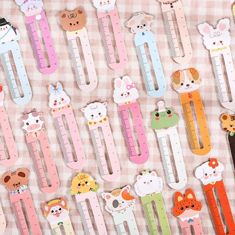 Cute Animal Bookmarks Paper Ruler for Kids Birthday Party Favor Classroom Prize Back To School Stationery Children Gift