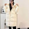 90% пух белой утки зима новая пуховая куртка женская средней длины и удлиненная утолщенная супердлинная куртка высокого класса с капюшоном