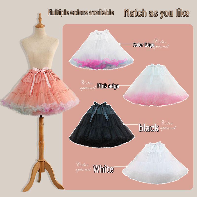 Пышный подъюбник Лолита из мягкой пряжи "Зефир" с поддержкой 45 см - Полноцветная универсальная подкладка