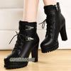 Модные женские ботинки на платформе Осень Зима 2025 Новые британские черные туфли на высоком каблуке Женские ботинки на толстом каблуке Ботильоны Плюшевые Готические женские ботинки Черные