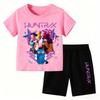 2025 New Children's Korean Wave Print Fashion Casual Movie Cartoon Boys Girls Short-sleeved Set