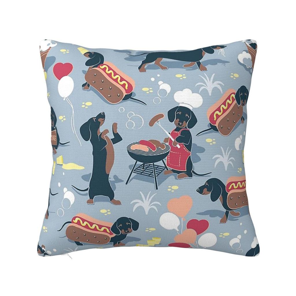Sighthound Pet Dachshund Animal Hip Hop Cute Square Pillow Cases Dog Lover Cushion Cover Vintage Decorative Pillowcase for Home